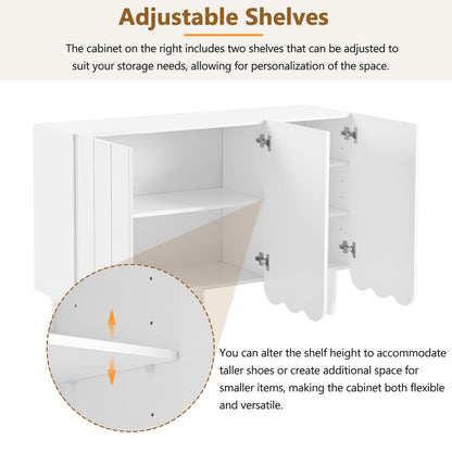 Cream Shoe Cabinet with Solid Wood Legs