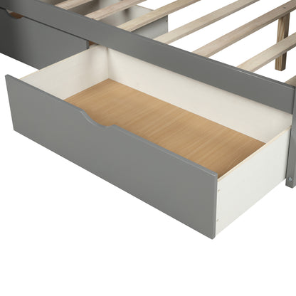 Full Bunk Bed with Drawers Gray