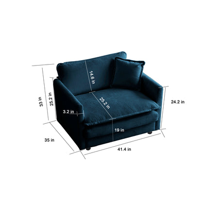 Comfy Single Sofa Chair Blue Chenille