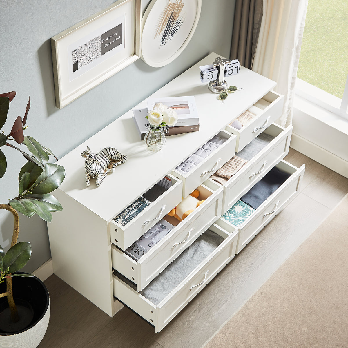 Modern 3-Drawer Dresser with Metal Pulls