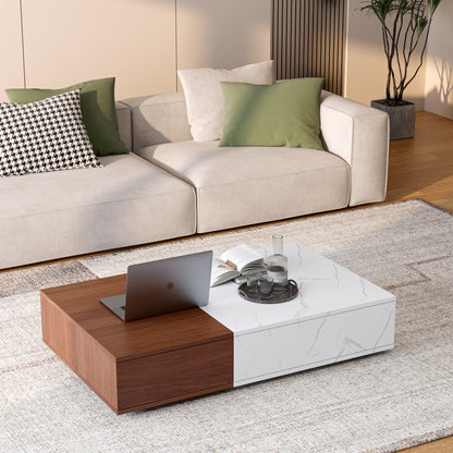 Walnut Coffee Table with Storage Shelves