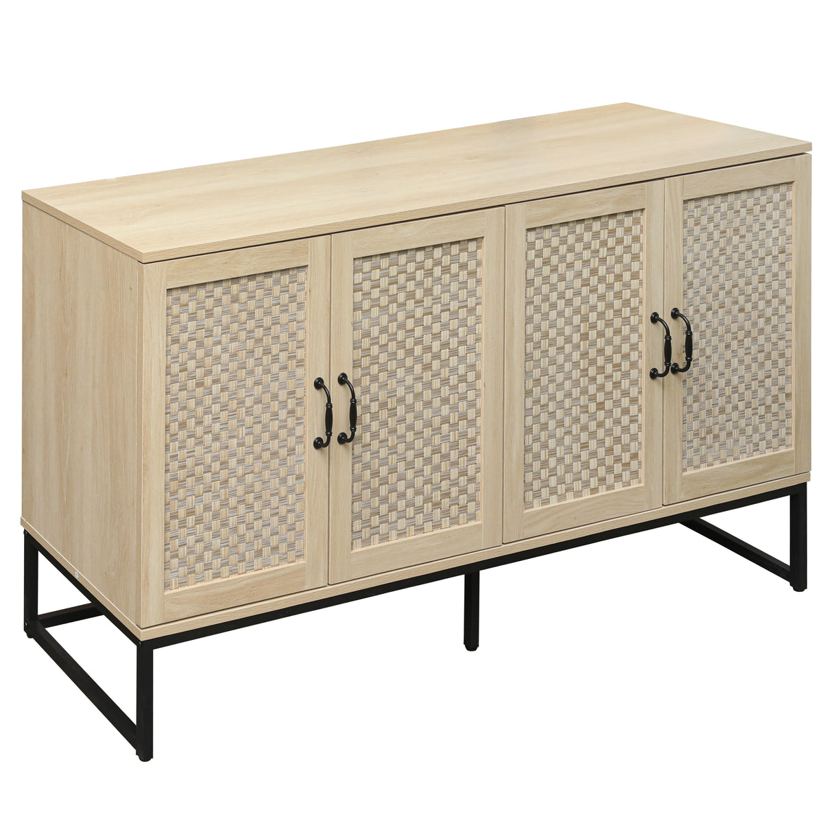 Rattan 4-Door Sideboard Natural