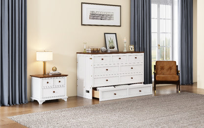 Pine Murphy Bed Queen White Walnut