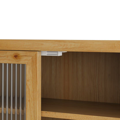 Retro Wood Double Door Kitchen Cabinet with Storage
