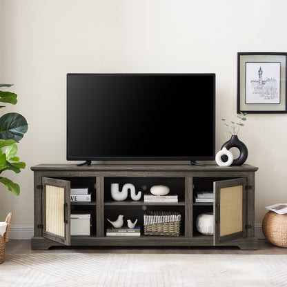 Rattan TV Stand Gray