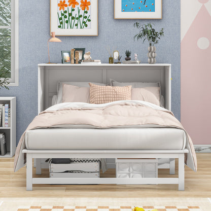 Queen Size Murphy Bed with USB Ports and Storage Shelf