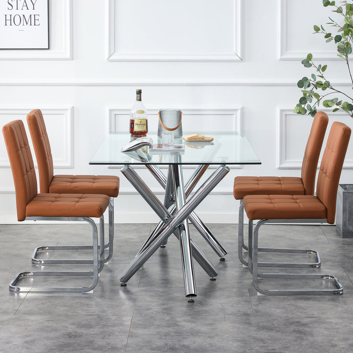 Modern Glass Dining Table – 71" Rectangular Table for 6-8 People