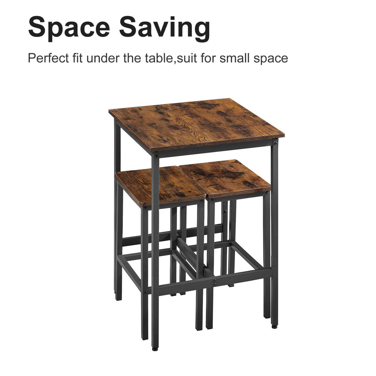 Rustic Bar Table Set with Chairs Brown