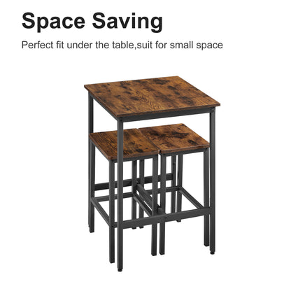 Rustic Bar Table Set with Chairs Brown