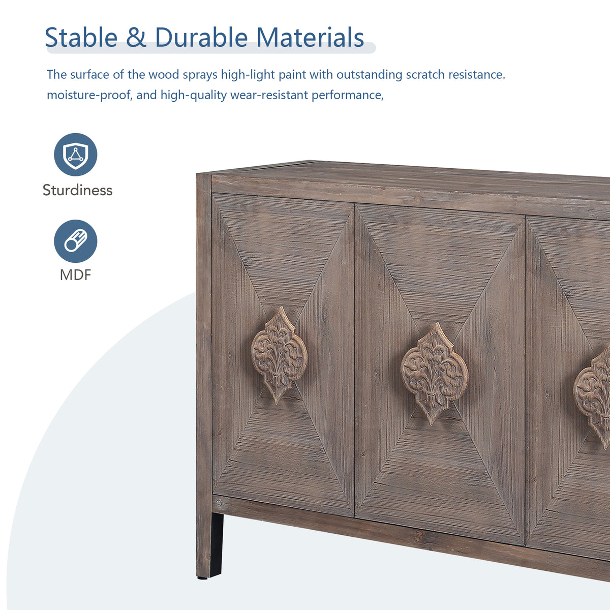 Four-Door Accent Cabinet with Carved Design Brown