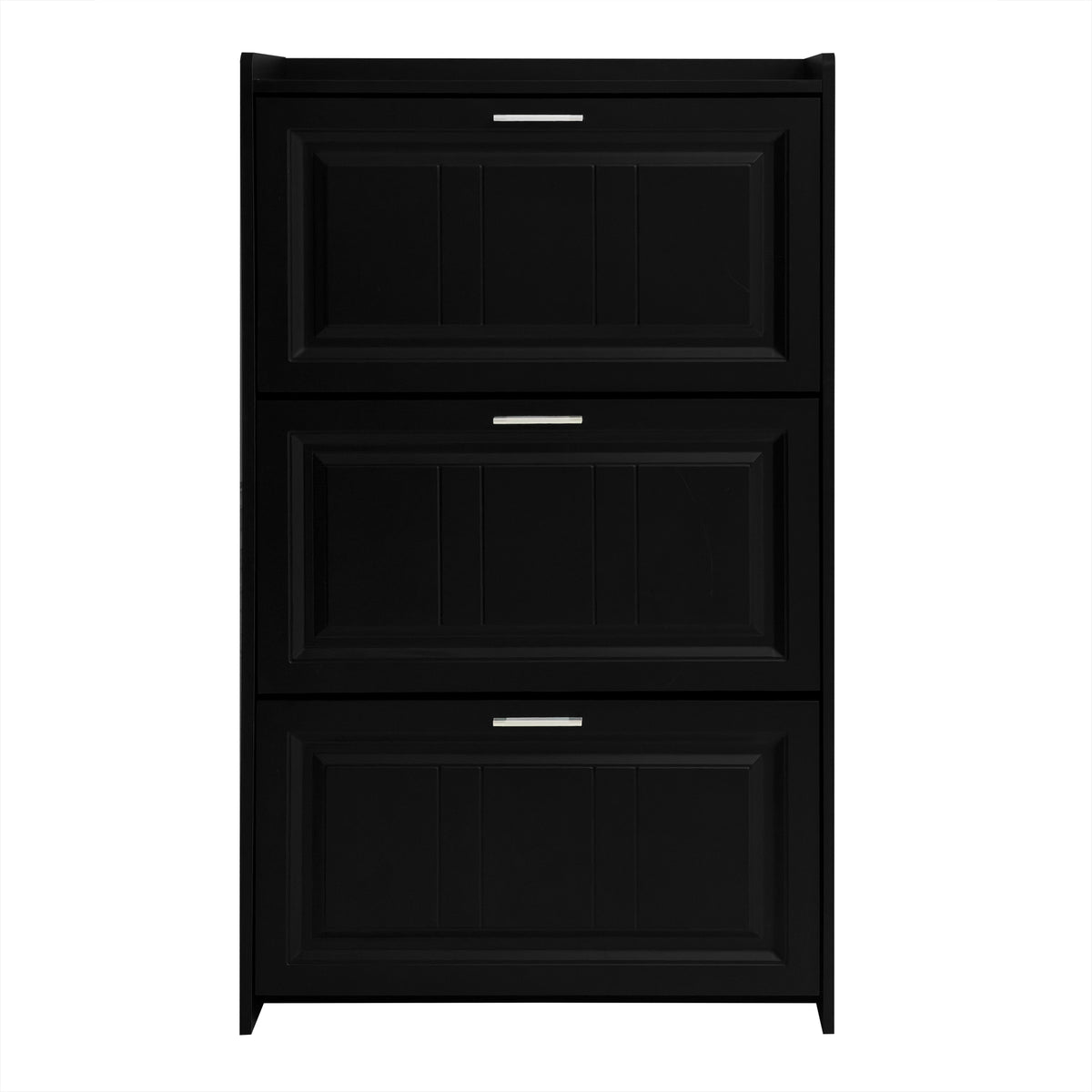 U-Can Black Shoe Storage Cabinet with 3 Flip Drawers