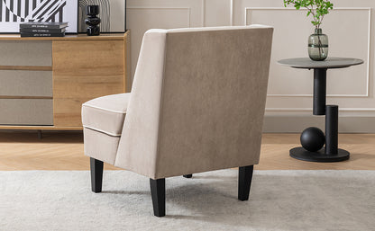 Velvet Wingback Accent Chair – Tan & Cream