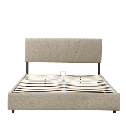 Full Storage Platform Bed Beige