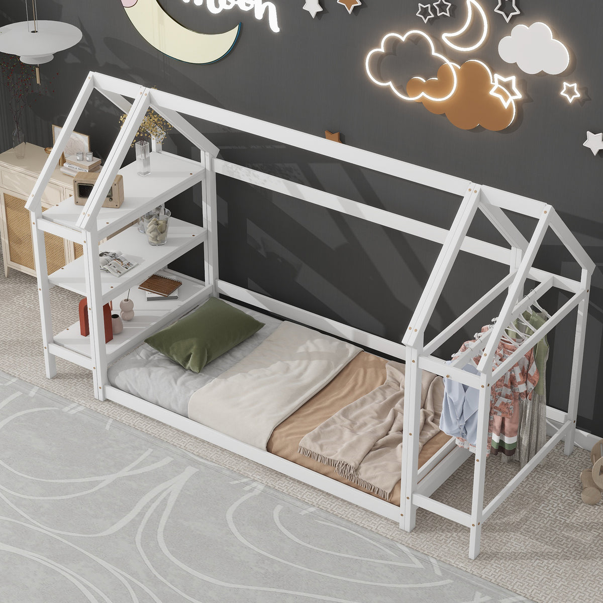Twin House Bed White