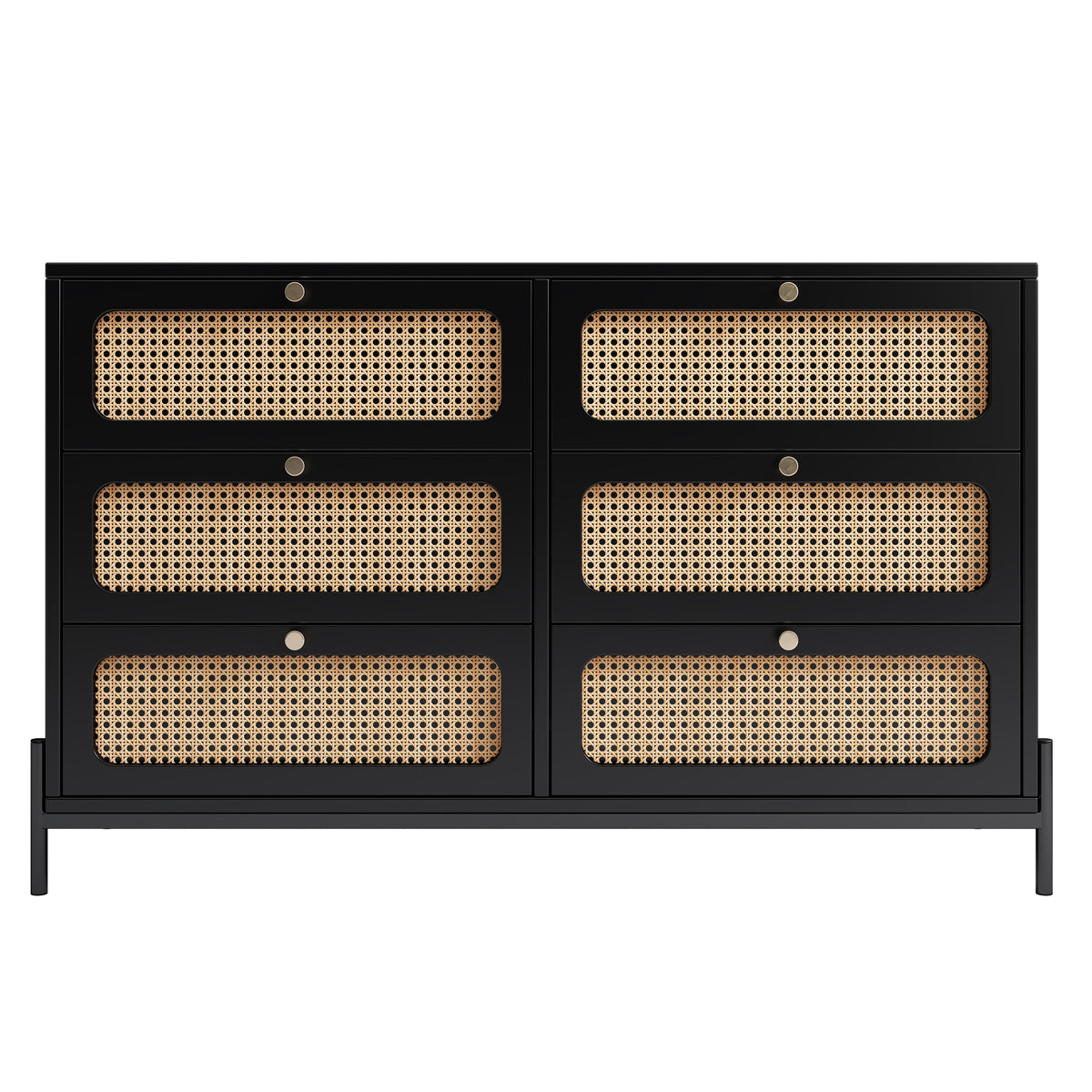 Modern Rattan Wood Closet – Black