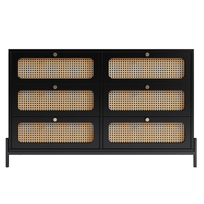 Modern Rattan Wood Closet – Black