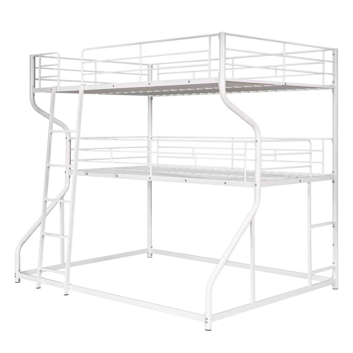 White Triple Bunk Bed – 3-Tier Space-Saving Metal Frame for Kids & Teens