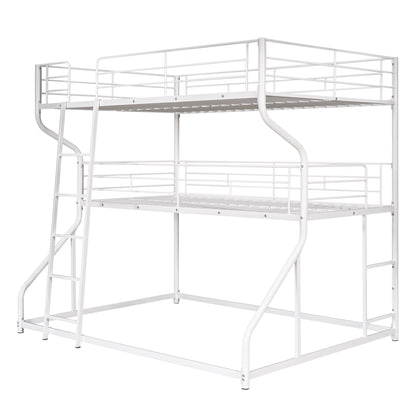 White Triple Bunk Bed – 3-Tier Space-Saving Metal Frame for Kids & Teens