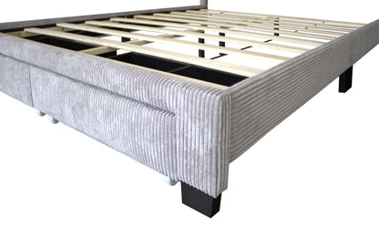 Velvet Queen Bed with Drawers Gray