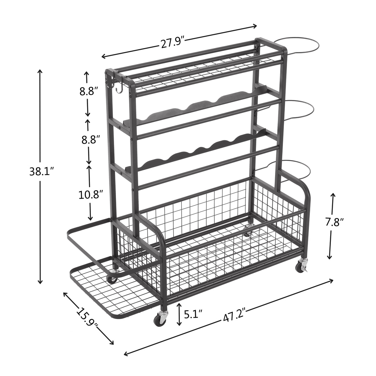 4-Tier Metal Organizer with Hooks