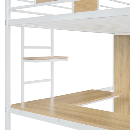 Twin Loft Bed with Desk Gray