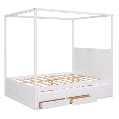 Queen Canopy Bed White