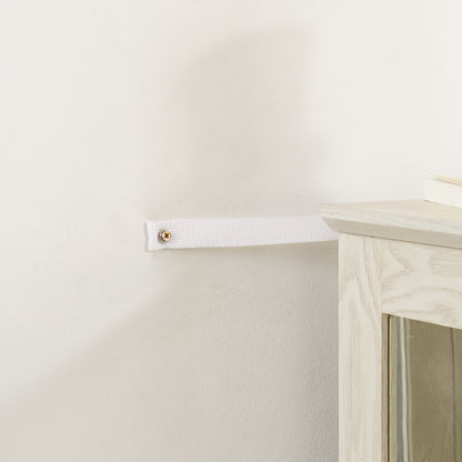Light Oak Display Cabinet with Glass Doors and Drawer