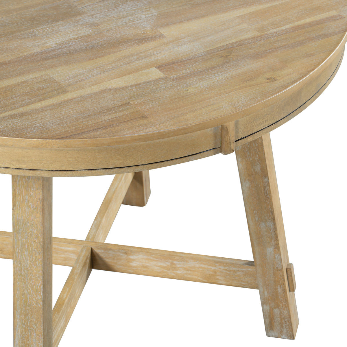 5-Piece Dining Set with Round Table Wood Wash