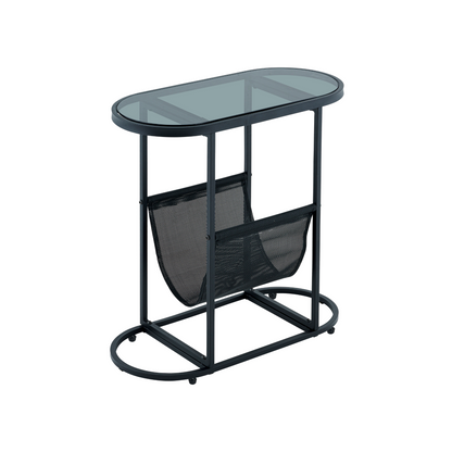 Oval Glass End Tables Set of 2