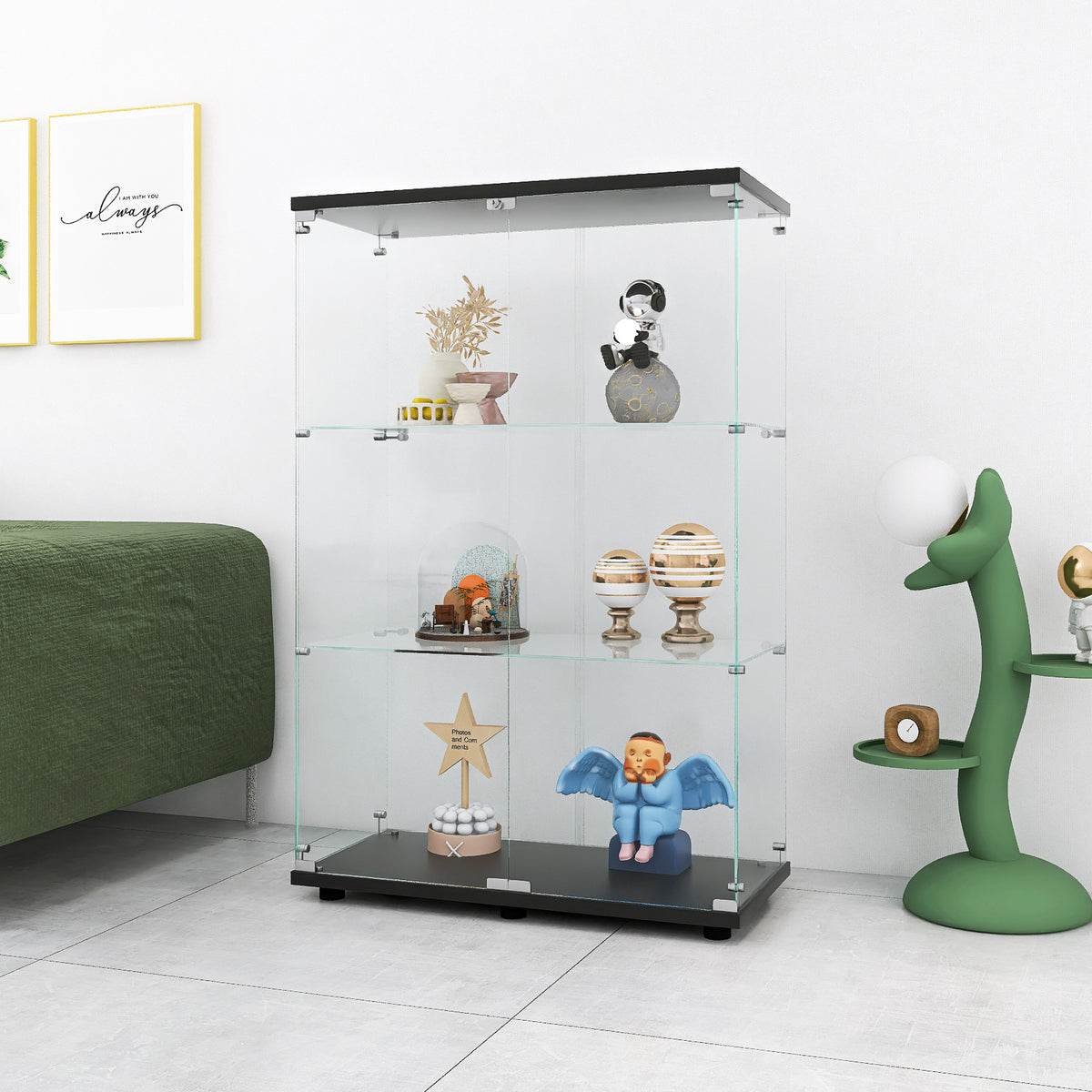 Triple Glass Display Cabinet White
