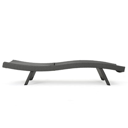 PE Wicker Chaise Lounge Gray