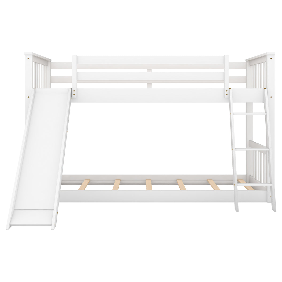 Twin Over Twin Bunk Bed with Slide White