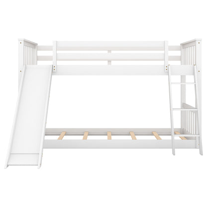 Twin Over Twin Bunk Bed with Slide White