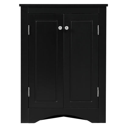 Black Corner Bathroom Cabinet with Shelves