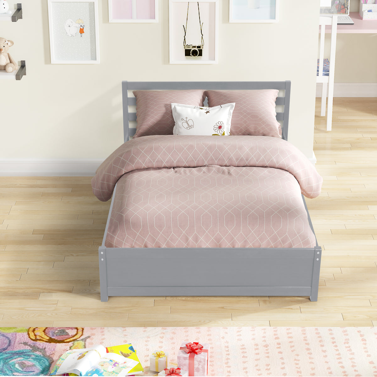 Full Platform Bed Gray