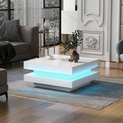 On-Trend White Gloss Coffee Table with LED Lights