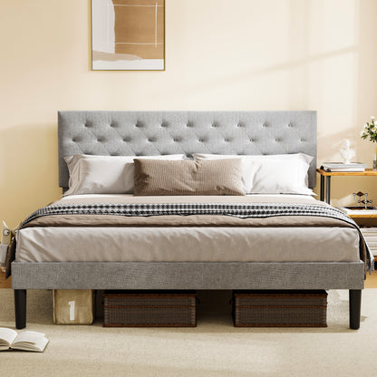 Queen Platform Bed with Storage Gray