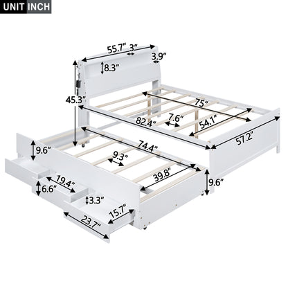 Full Storage Platform Bed White