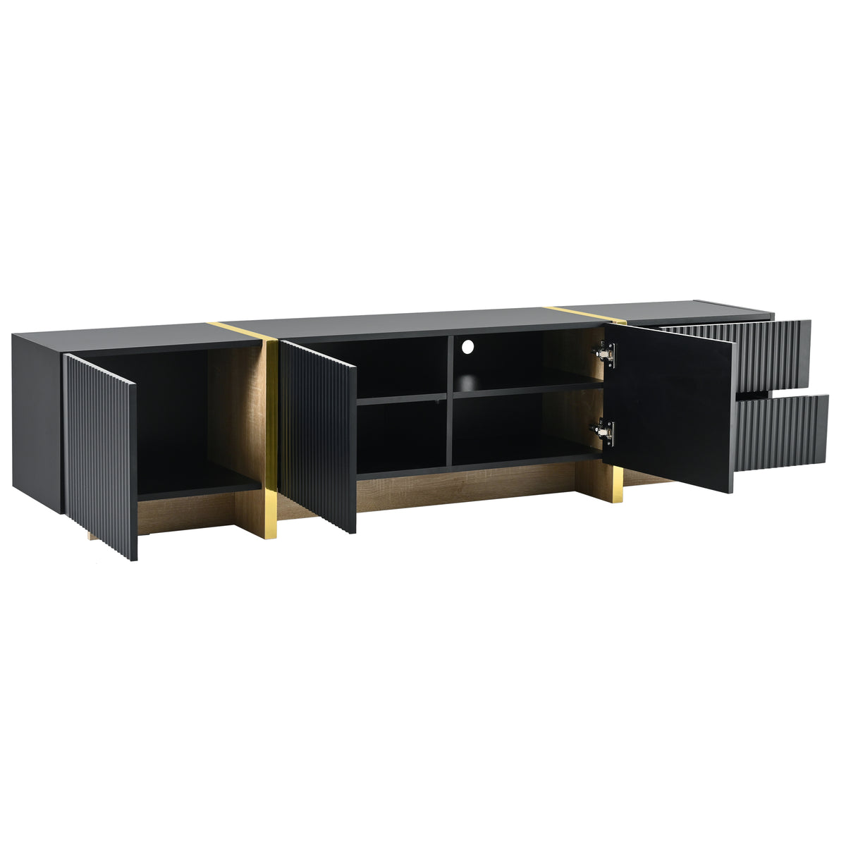 Luxury Fluted TV Stand Black