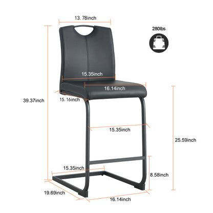 Black PU Counter Stool Set (2 pcs)