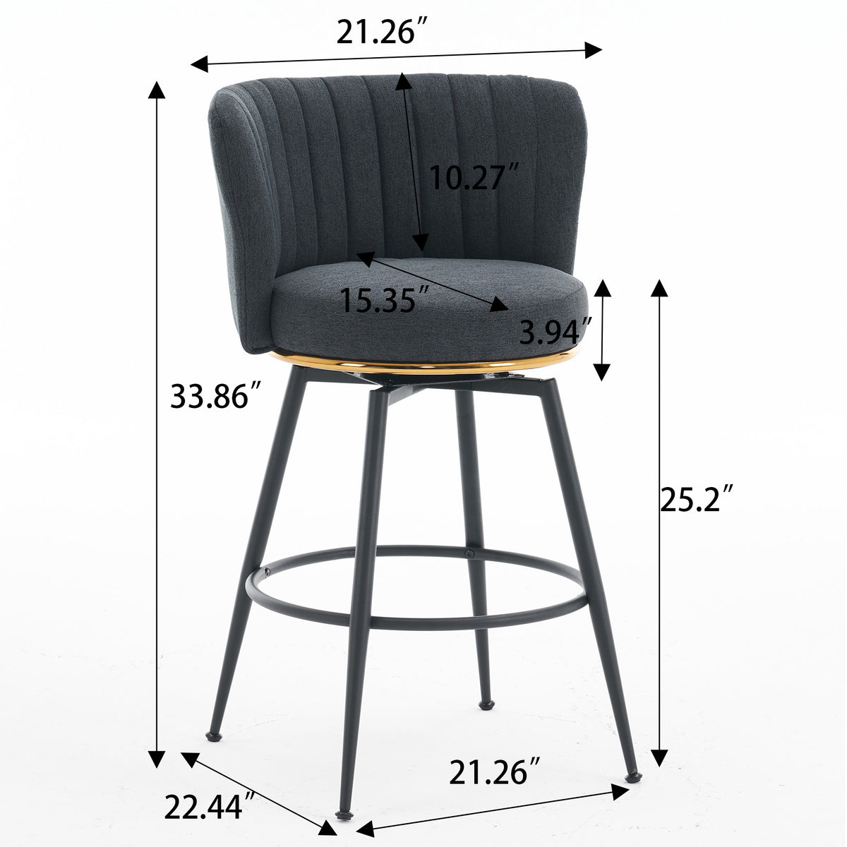Adjustable Gray Bar Stool Set (2 pcs) – Modern Metal Base