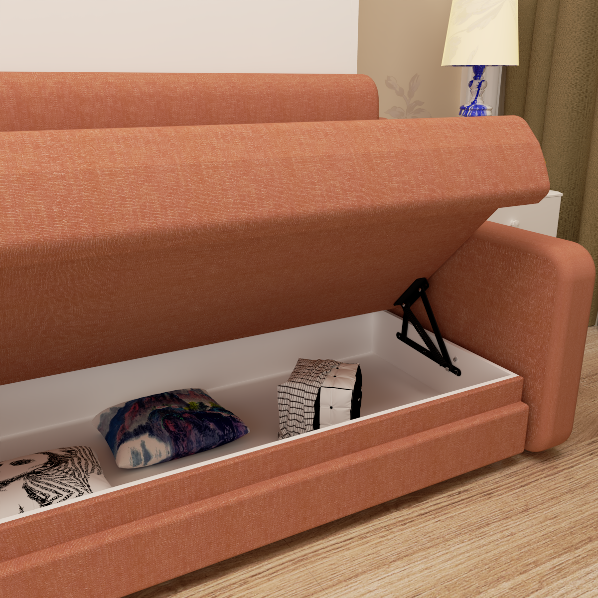 Full Sofa Bed with Drawers White