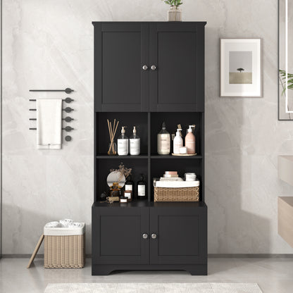 4-Door Bathroom Storage Cabinet Black Finish
