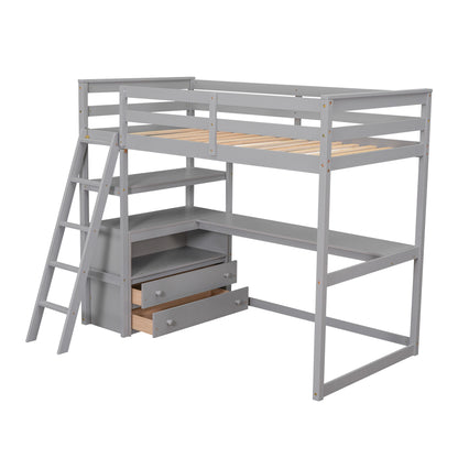 Twin Loft Bed Gray