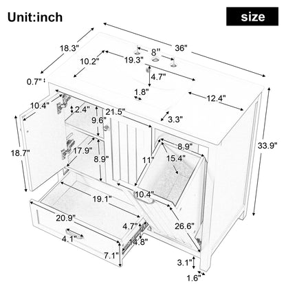 36-Inch Bathroom Vanity with Sink and Drawer