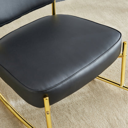 PU Leather Rocking Chair – Gold Metal Legs