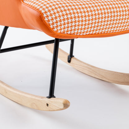 Houndstooth Rocking Chair – Orange Fabric