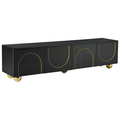 Modern TV Stand with Cabinets Walnut