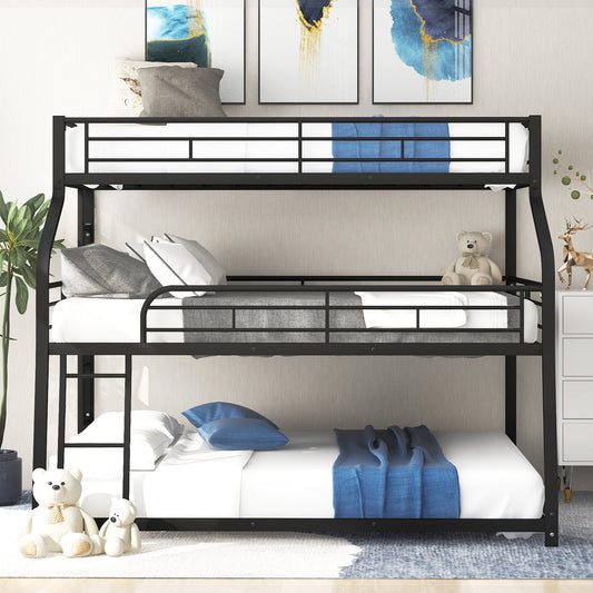 Metal Bunk Bed Triple Tier Black