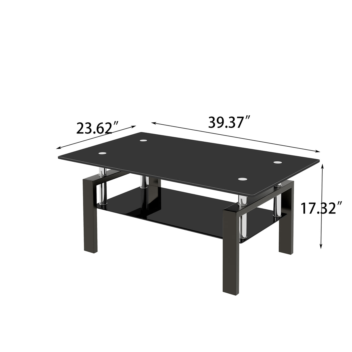 Black Glass Coffee Table – 2 Layer